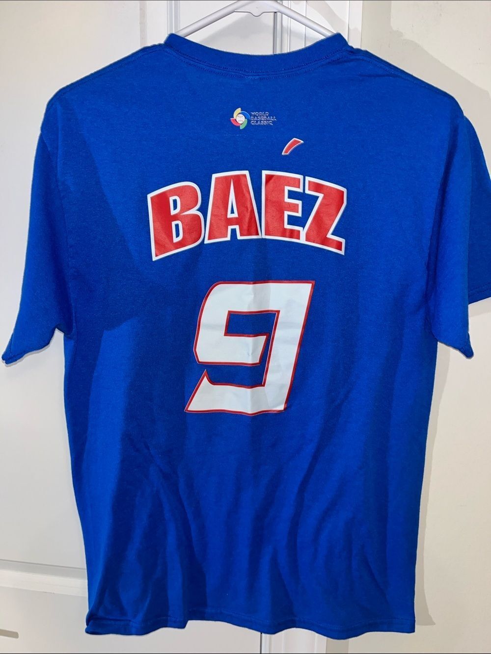 Baez Blue #9 Puerto Rico World Game Classic WBC Men Baseball Jersey T Shirt M